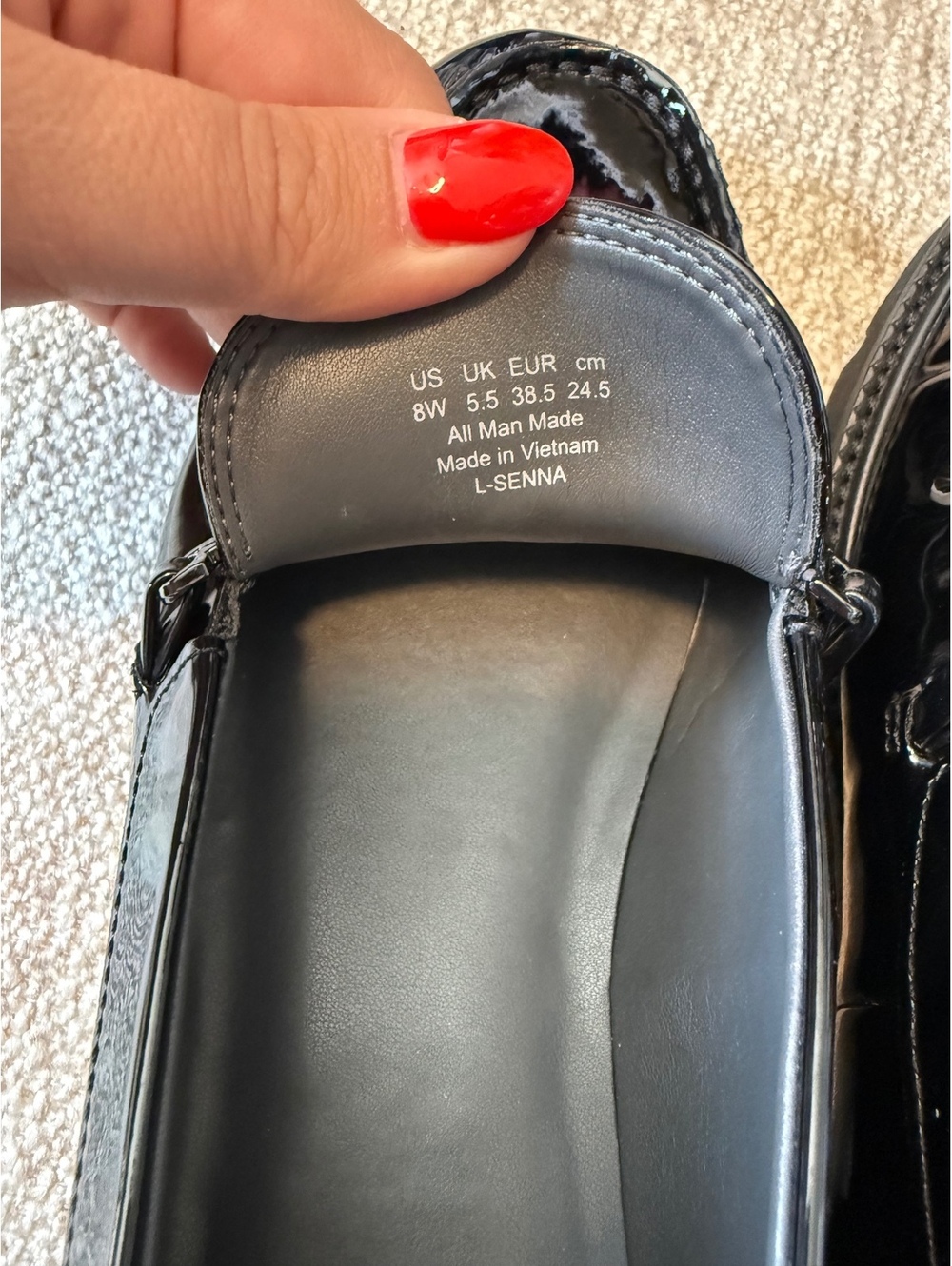 Franco Sarto Women's Black Patent Leather Loafers Size 8W - Picture 6 of 10